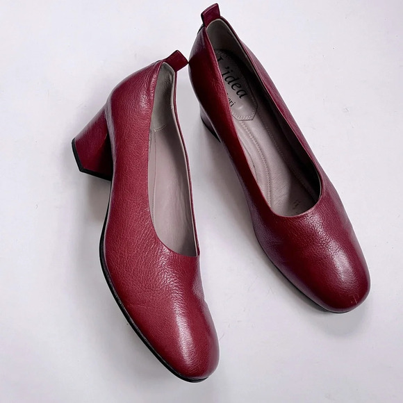 L’idea By Lori Rust Leather Chunky Heel Pump Size 41 US 11 - Picture 1 of 13